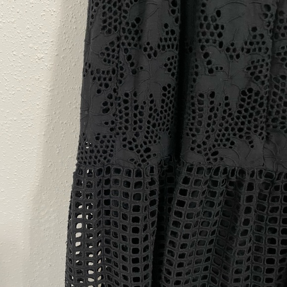 All Saints Janey Eyelet Lace Embroidered Slip Black Midi Dress - size 4 - Picture 13 of 15